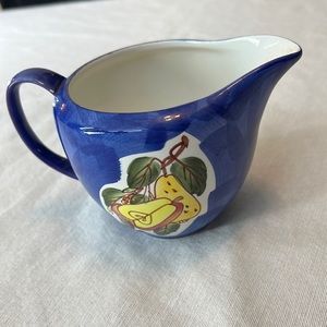 ⭐️ Vintage cobalt blue pottery server dish creamer gravy boat apple cottage core